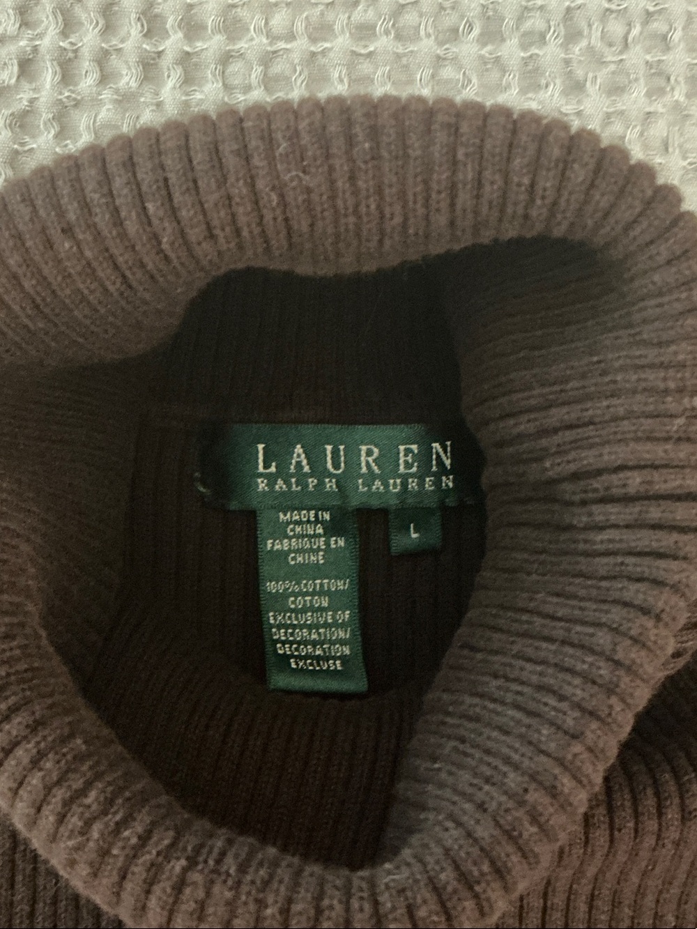 Lauren Ralph Lauren Brown Ribbed Turtleneck Sweater size Large - Picture 3 of 8